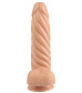 Телесный реалистичный винтообразный фаллоимитатор на присоске - 21 см.
