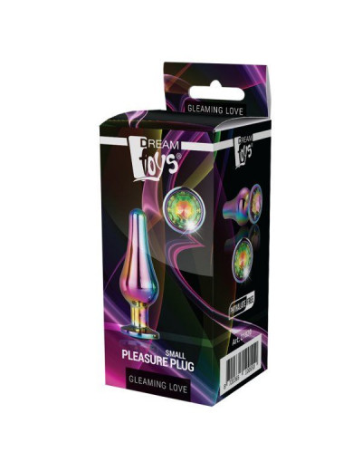 Радужная анальная пробка с кристаллом Coloured Pleasure Plug S - 9 см.