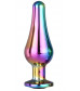 Радужная анальная пробка с кристаллом Coloured Pleasure Plug S - 9 см.