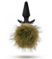 Силиконовая анальная пробка с дымчатым заячьим хвостом Fur Pom Pom - 12,7 см.