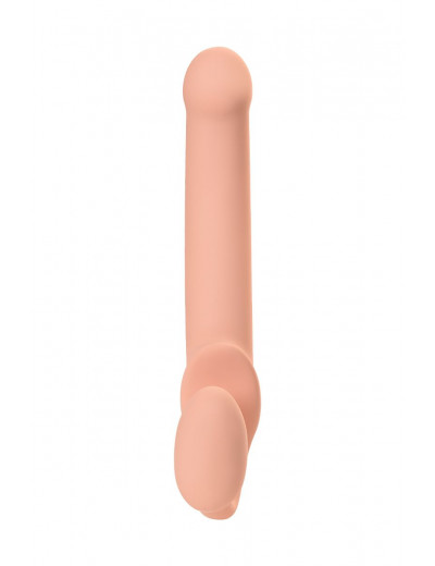 Телесный безремневой страпон Silicone Bendable Strap-On L