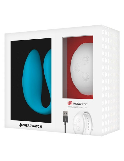 Голубой вибратор для пар с белым пультом-часами Weatwatch Dual Pleasure Vibe