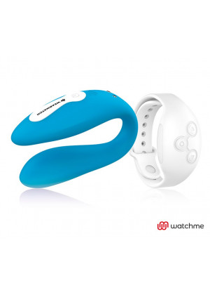 Голубой вибратор для пар с белым пультом-часами Weatwatch Dual Pleasure Vibe