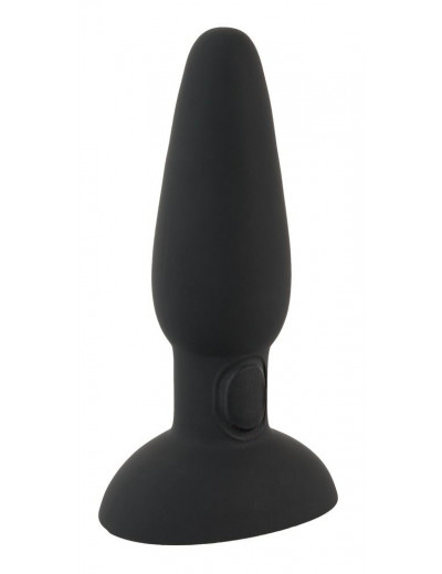 Черная анальная вибропробка с пульсацией в нижней части Thumping Anus Butt Plug - 15 см.