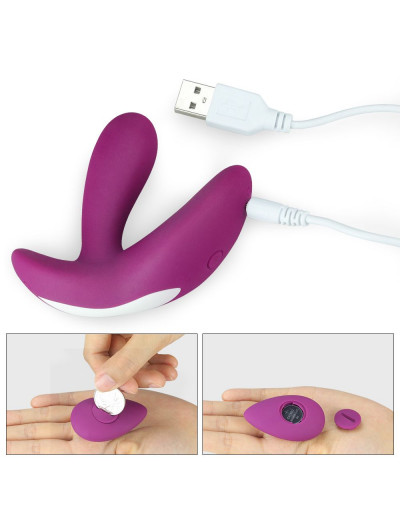 Фиолетовый вибромассажер O-Sensual Remote Rider с пультом ДУ