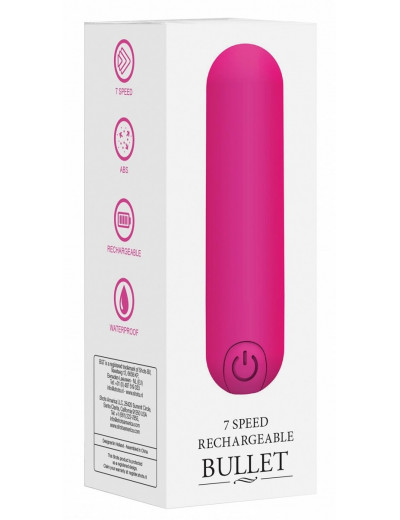 Розовая перезаряжаемая вибропуля 7 Speed Rechargeable Bullet - 7,7 см.