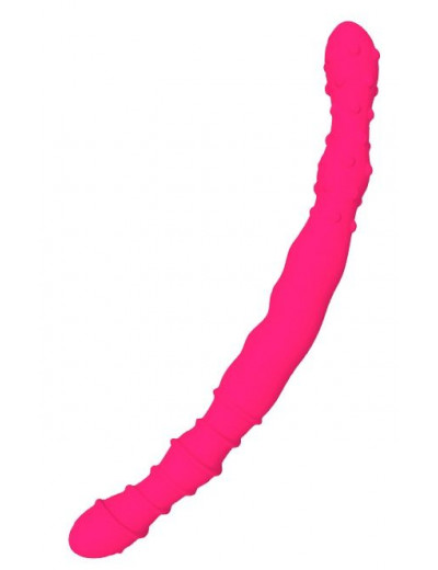 Розовый двусторонний фаллоимитатор SILICONE DOUBLE DONG - 33,5 см.