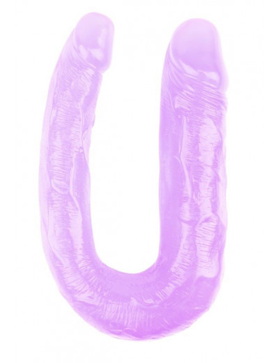 Фиолетовый двусторонний фаллоимитатор Hi-Rubber - 34 см.