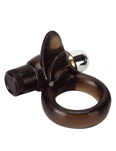 Дымчатое эрекционное кольцо VIBRO RING CLITORAL TONGUE BLACK