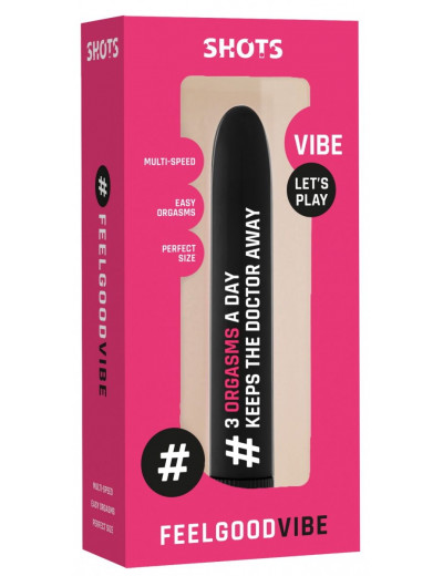 Черный гладкий вибромассажер Feelgood Vibe #3 orgasms a day - 17,2 см.