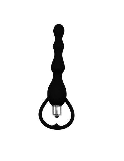 Черная анальная втулка с вибрацией Tail Power Beads - 18 см.