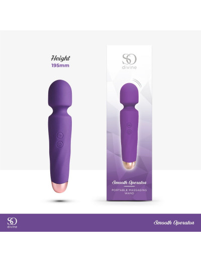 Фиолетовый вибромассажер Smooth Operator Rechargeable Wand - 19,5 см.