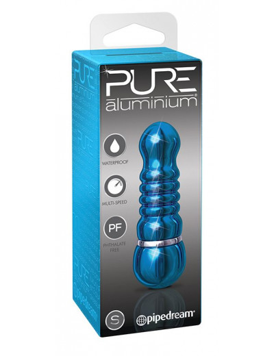 Голубой аллюминиевый вибратор BLUE SMALL - 7,5 см.