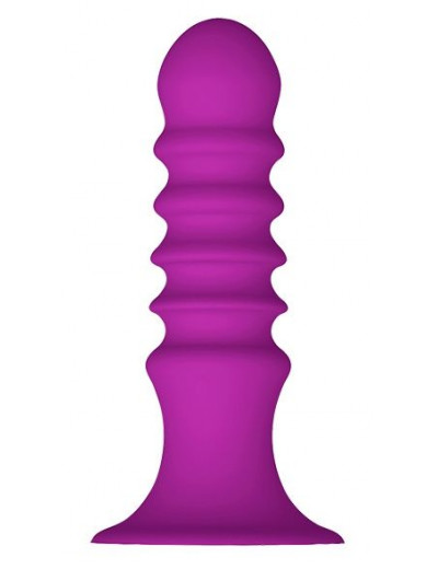Фиолетовый ребристый анальный стимулятор RIBBED PLUG - 13,5 см.