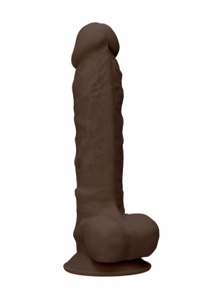 Коричневый фаллоимитатор Silicone Dildo With Balls - 22,8 см.