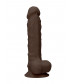 Коричневый фаллоимитатор Silicone Dildo With Balls - 22,8 см.