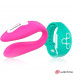 Розовый вибратор для пар с зеленым пультом-часами Weatwatch Dual Pleasure Vibe