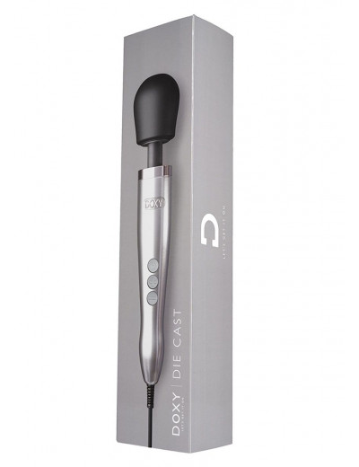Серебристый вибратор Doxy Die Cast Wand Massager - 34 см.