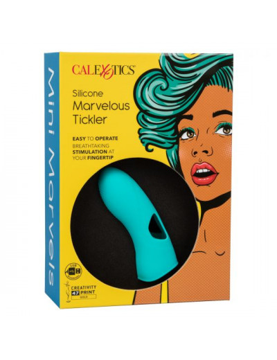 Бирюзовая вибронасадка на палец Marvelous Tickler - 10,25 см.