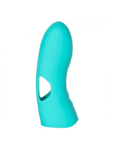 Бирюзовая вибронасадка на палец Marvelous Tickler - 10,25 см.