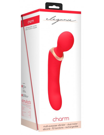 Красный двусторонний вибратор Charm - 18 см.