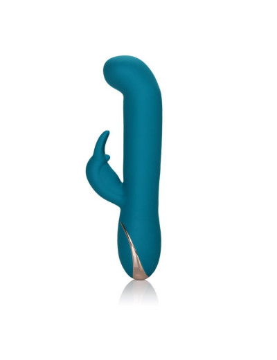 Бирюзовый вибратор с изогнутой головкой Jack Rabbit Signature Silicone Rocking  G  Rabbit - 20 см.