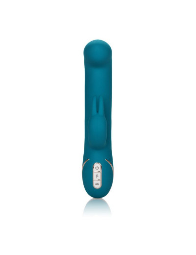 Бирюзовый вибратор с изогнутой головкой Jack Rabbit Signature Silicone Rocking  G  Rabbit - 20 см.