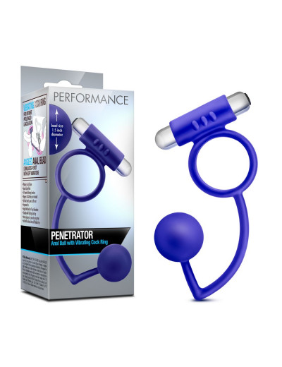 Синее эрекционное кольцо Penetrator Anal Ball with Vibrating Cock Ring