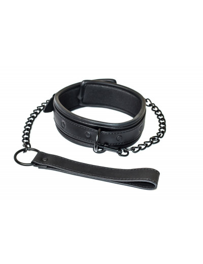 Черный ошейник с поводком Kinky