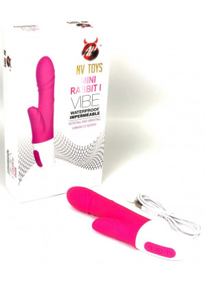 Ярко-розовый вибратор-кролик Mini Rabbit I - 19,5 см.
