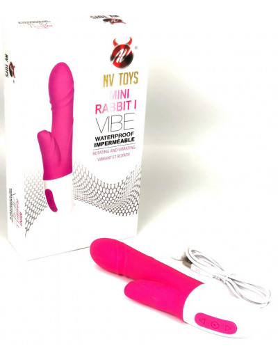 Ярко-розовый вибратор-кролик Mini Rabbit I - 19,5 см.