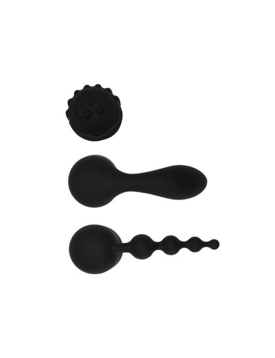 Черный жезловый вибратор Spell Wand Set с насадками