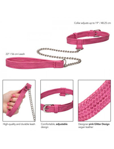 Розовый ошейник с поводком Tickle Me Pink Collar With Leash