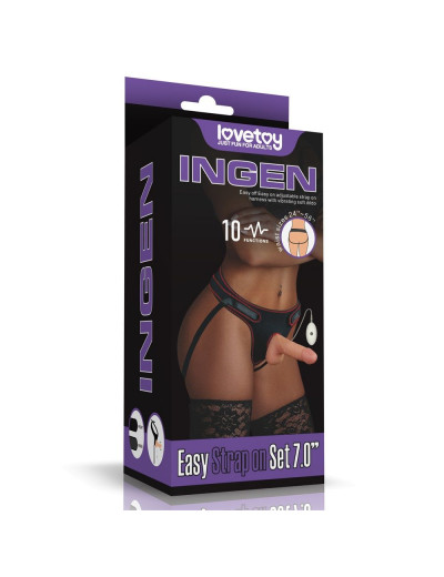 Женский страпон с вибрацией Vibrating Easy Strapon Set 7.0 - 18 см.