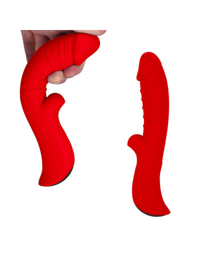 Красный вибромассажер 5  Silicone Wild Passion - 19,1 см.