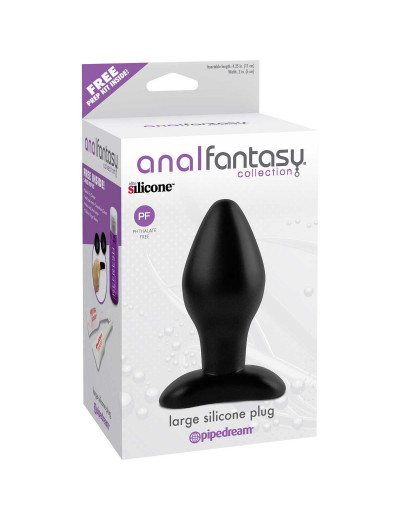 Черная анальная пробка среднего размера Large Silicone Plug - 13 см.