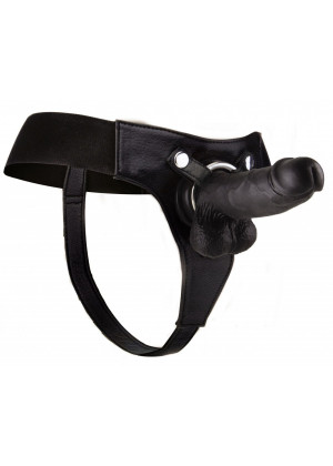 Чёрный страпон  Realistic 8 Inch Strap-On - 20 см.