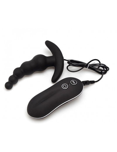 Черный анальный вибростимулятор Beads Style Vibrating Anal Plug