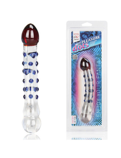 Двусторонний фаллос из стекла Pleasure Dots - 20 см.