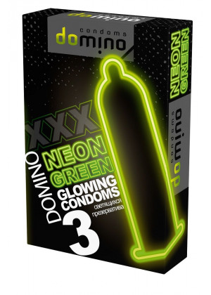 Презервативы DOMINO Neon Green со светящимся в темноте кончиком - 3 шт.