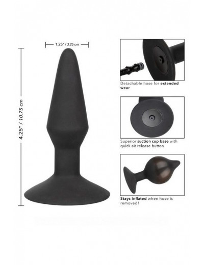 Расширяющаяся анальная пробка со съемным шлангом Medium Silicone Inflatable Plug - 10,75 см.