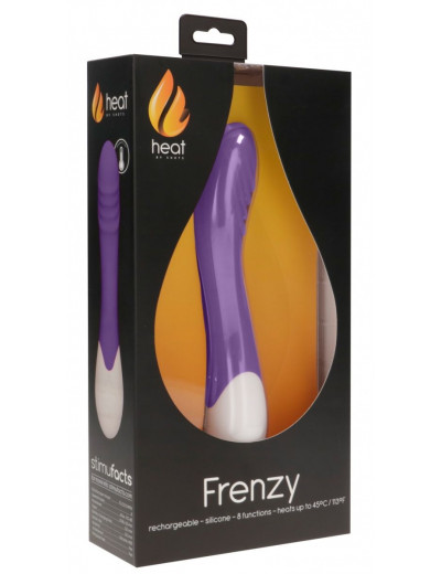 Фиолетовый вибратор Frenzy с функцией нагрева - 20,8 см.