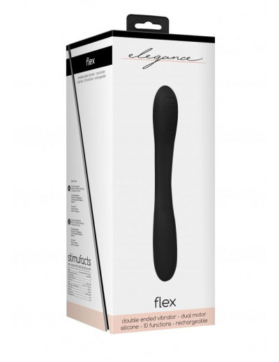 Черный двухсторонний вибратор Flex - 21,5 см.