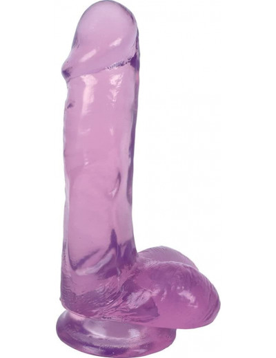 Фиолетовый гелевый фаллоимитатор Slim Stick with Balls - 15,2 см.