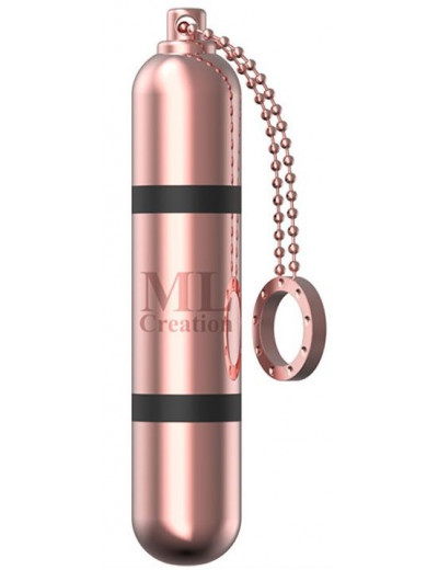 Золотистый мини-вибратор на цепочке Glittering Bullet - 9 см.