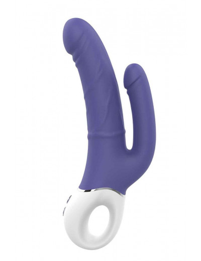 Синий анально-вагинальный вибратор Double Pleasure - 23,5 см.