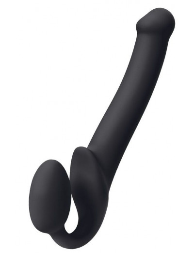 Черный безремневой страпон Silicone Bendable Strap-On M