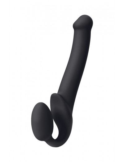 Черный безремневой страпон Silicone Bendable Strap-On M