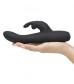 Черный вибратор с клиторальным отростком Greedy Girl Slimline Rabbit Vibrator - 22,8 см.