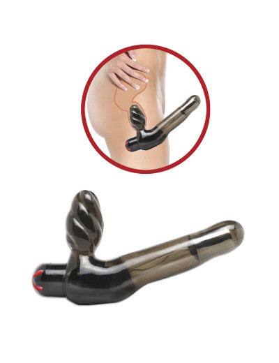 Безремневой страпон с вагинальной пробкой и вибратором Vibrating  Strapless  Strap-On - 18 см.